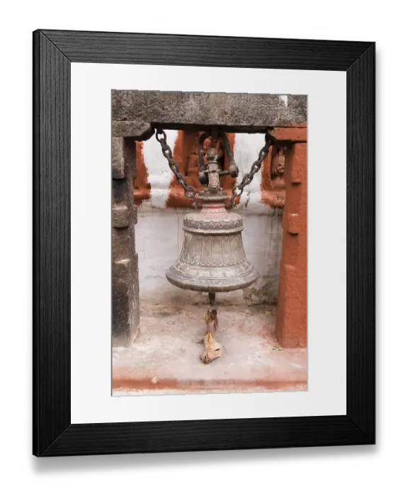 Framed Print : Ceremonial bell in a buddhist temple, Nepal, Asia