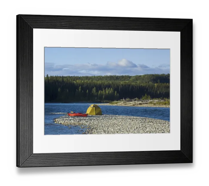 Framed Print : Tent, camp, kayak, headland, gravel bar Framed Print : Tent, camp, kayak, headland, gravel bar