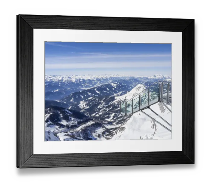 Framed Print : Blue sky over alpine winter landscape