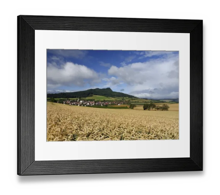 Framed Print : Wheat-field and the hegau volcano Hohenstoffeln in the background Framed Print : Wheat-field and the hegau volcano Hohenstoffeln in the background