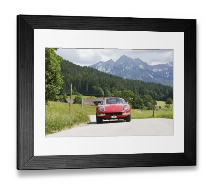 Framed Print : Ferrari 275 GTB 2 in front of the Wildem Kaiser Mountain