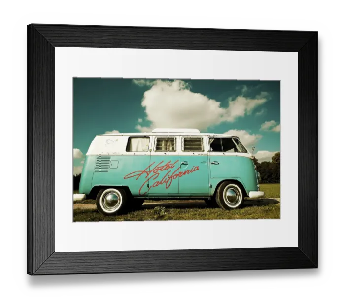 Framed Print : VW camper van, hippie bus, T1, 1960's