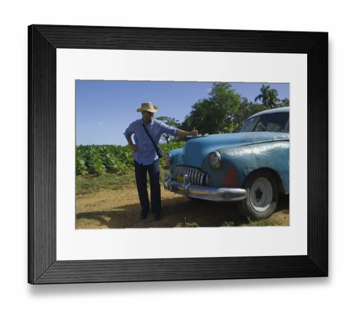 Framed Print : Proud owner, vintage car in Valle de Vinales