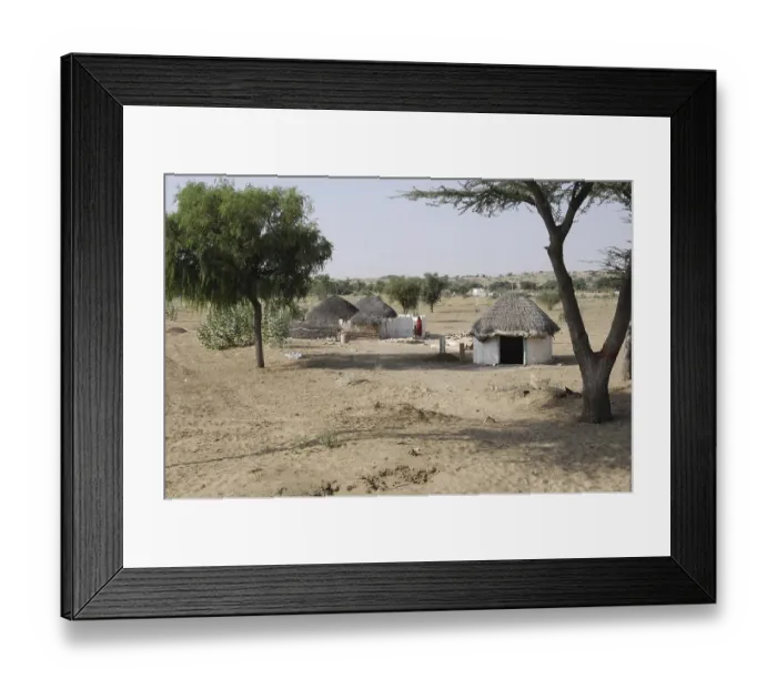Framed Print : Small village between Jodhpur and Jaisalmer