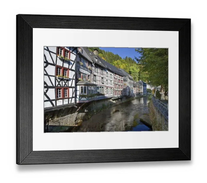 Framed Print : Townscape of Monschau on the Rur river