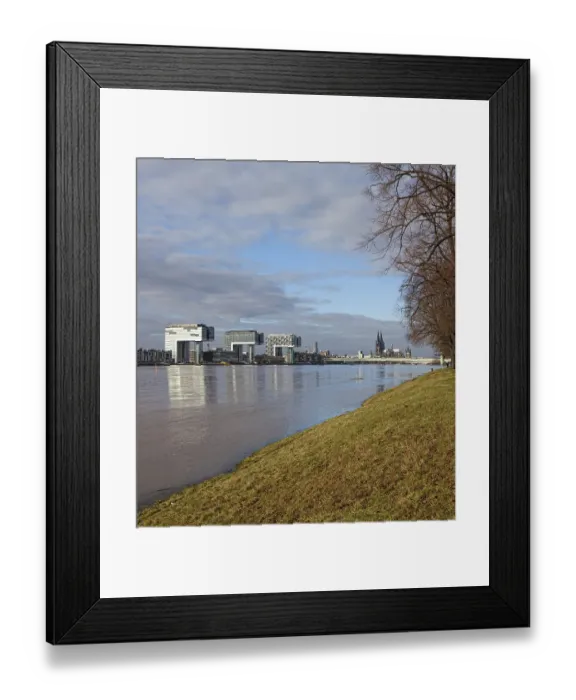 Framed Print : View over the polder meadows on the left bank of the Rhine River