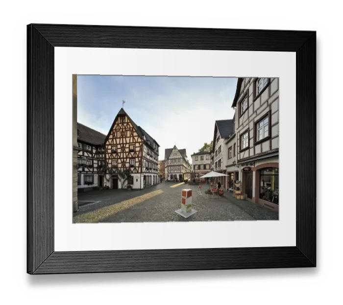 Framed Print : Half-timbered houses, Kirschgarten square Framed Print : Half-timbered houses, Kirschgarten square