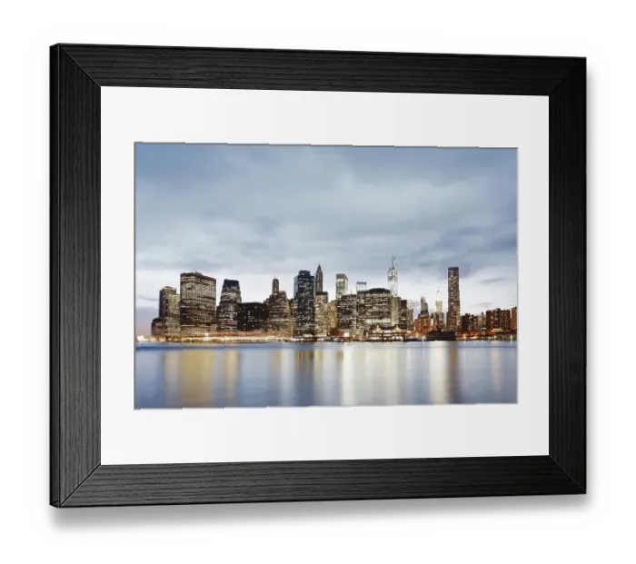 Framed Print : Illuminated Manhattan skyline at night Framed Print : Illuminated Manhattan skyline at night