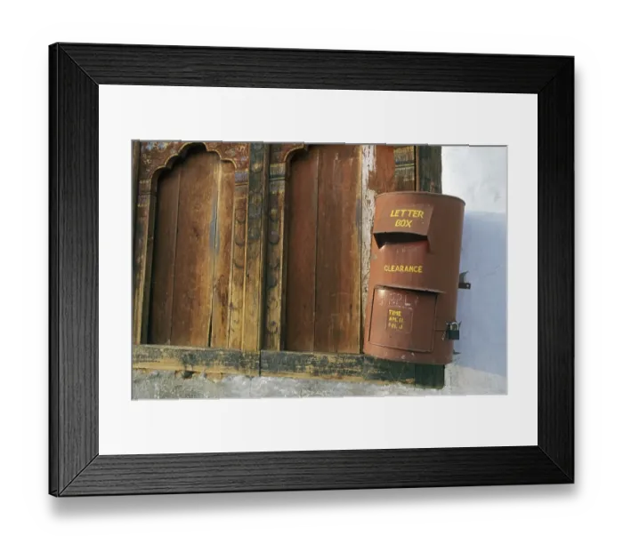 Framed Print : Letterbox in the main town thimphu buthan