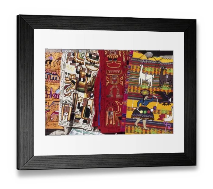 Framed Print : Colorful fabrics, typical souvenirs of the altiplano