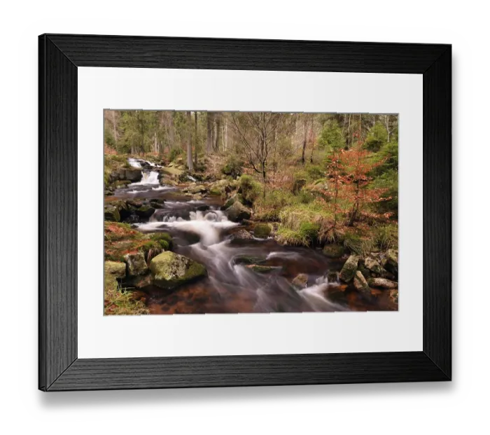 Framed Print : Lower Bodefall, waterfall of the mountain stream Warme Bode