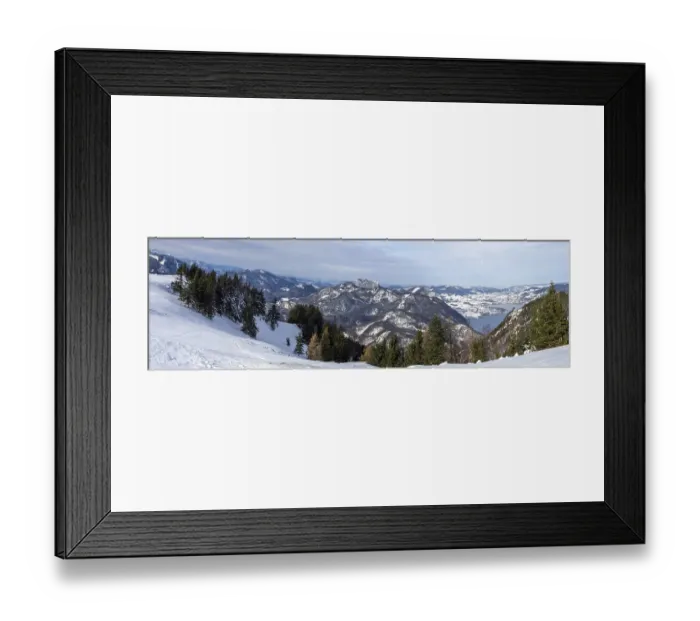 Framed Print : View of the Mondsee, winter landscape Framed Print : View of the Mondsee, winter landscape