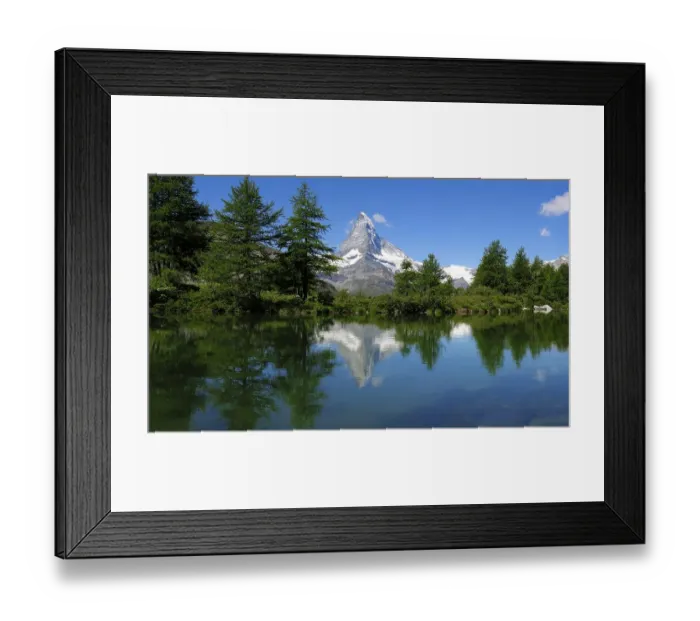 Framed Print : The Matterhorn is reflected in the Grindjisee near Zermatt