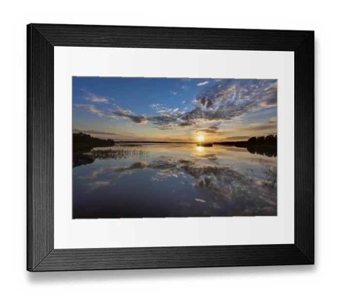 Framed Print : Sunset, Lake Asnen, Smaland, Sweden, Europe