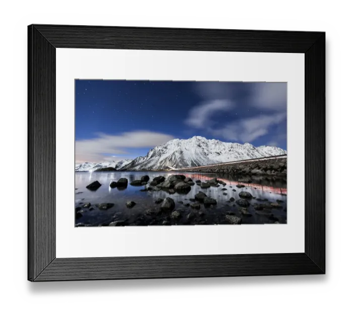 Framed Print : Gimsoystraumen bridge at night with a starry sky Framed Print : Gimsoystraumen bridge at night with a starry sky