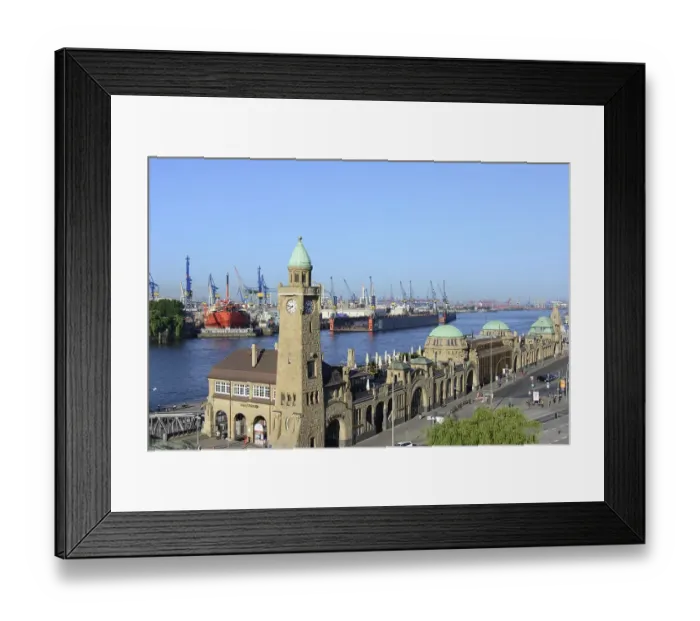 Framed Print : St. Pauli Landungsbruecken landing bridges