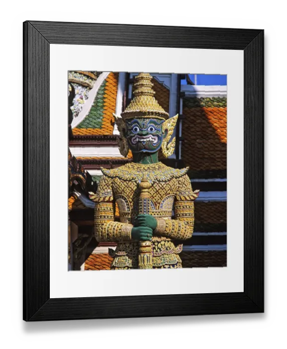 Framed Print : Wat Phra Kaeo Temple, Yak, guard