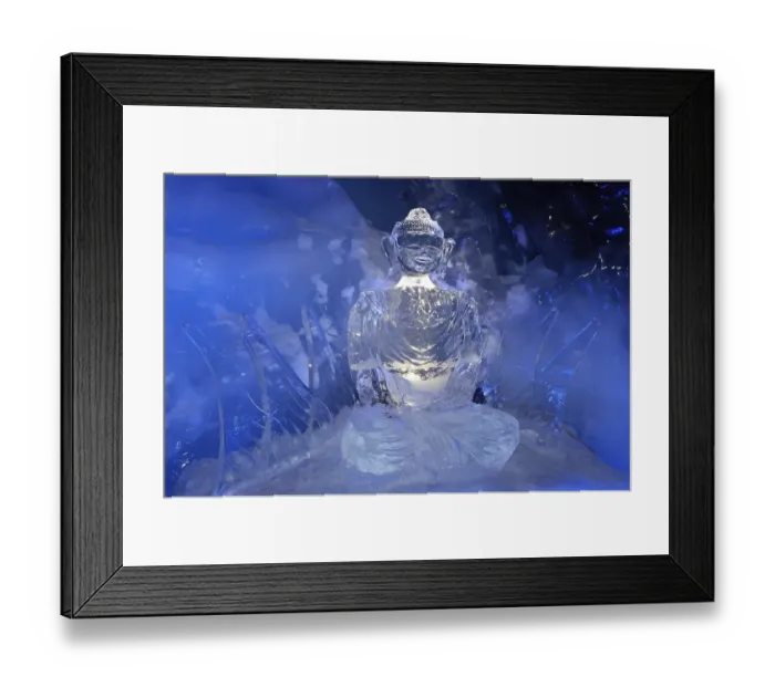 Framed Print : Ice Buddha statue in an ice cave in the Gletscherpalast or Glacier Palace