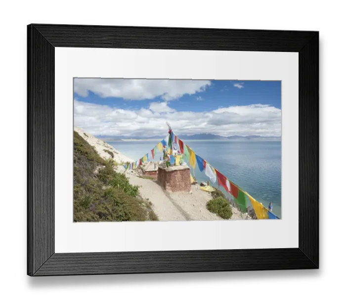 Framed Print : Tibetan Buddhism, Stupa or Chorten with colourful prayer flags