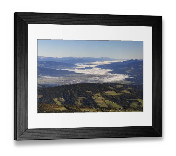 Framed Print : View from Zirbitzkogel mountain across the valley towards Obdach