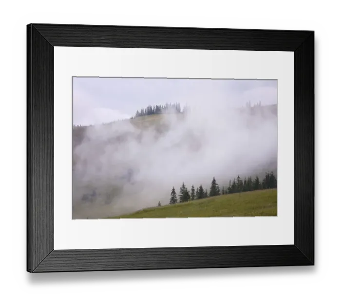 Framed Print : Mountains rural landscape at the rain