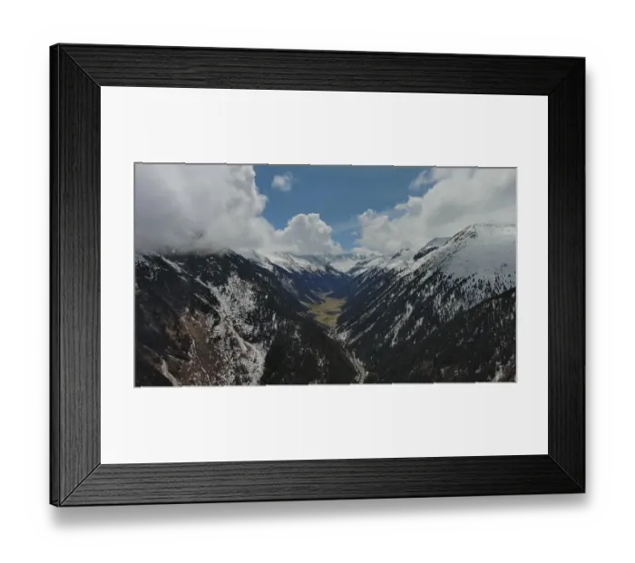 Framed Print : Aerial view of mountains and Krimml Waterfalls on sunny day Framed Print : Aerial view of mountains and Krimml Waterfalls on sunny day