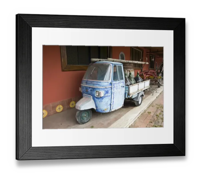 Framed Print : Old Ape Piaggio Van for wine transportation Framed Print : Old Ape Piaggio Van for wine transportation