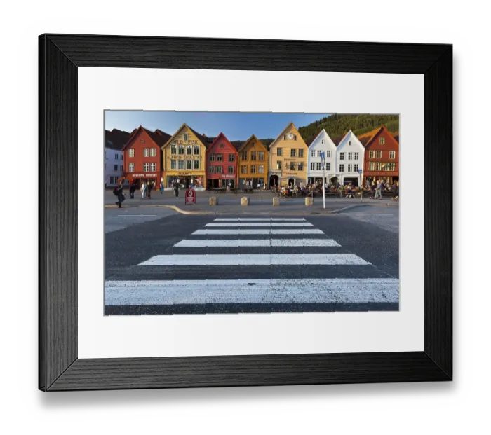 Framed Print : Row of houses, Tyske Bryggen in the evening light