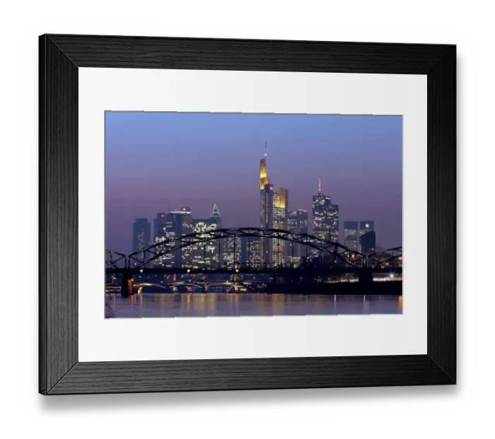 Framed Print : Light pollution through dust, view towards the skyline with Commerzbank Tower