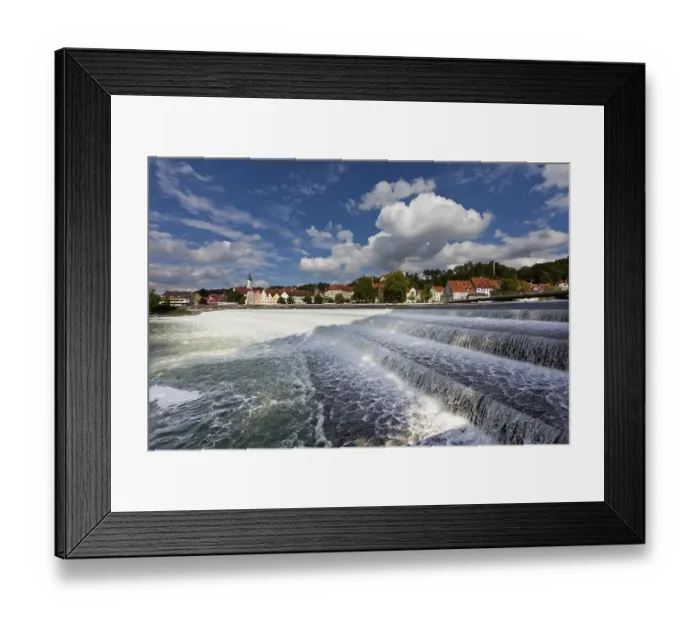Framed Print : Karolinenwehr weir, four-stepped overfall weir Framed Print : Karolinenwehr weir, four-stepped overfall weir