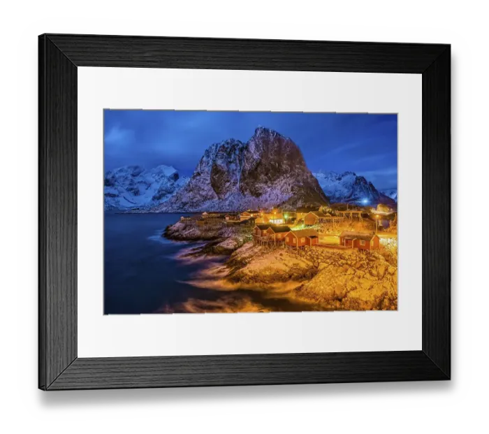 Framed Print : Cabins by night, Hamnoy, Lofoten Islands