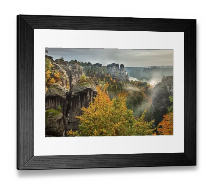 Framed Print : View from the Bastei in fall at dawn Framed Print : View from the Bastei in fall at dawn