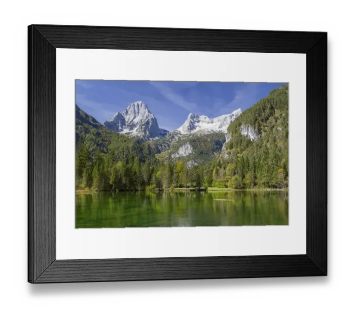 Framed Print : Schiederweiher lake, in front of the Spitzmauer and Grosser Priel mountains