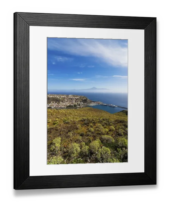 Framed Print : Town of San Sebastian, Mount Teide or Pico del Teide at back