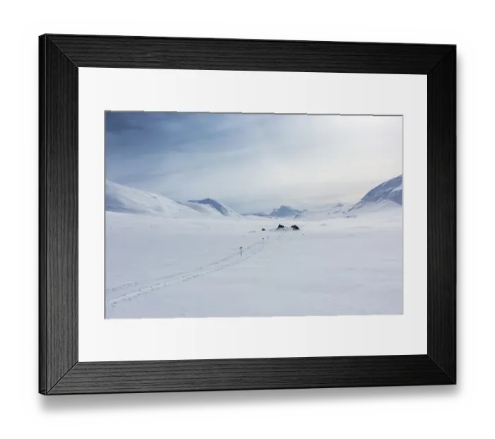 Framed Print : Track with markings in winter in front of Saelka