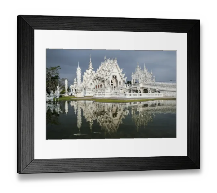 Framed Print : Wat Rong Khun temple or The White Wat with reflection Framed Print : Wat Rong Khun temple or The White Wat with reflection