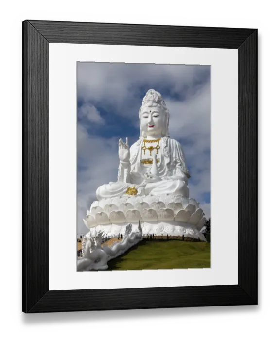 Framed Print : Dragon staircase in front of the huge Guan Yin statue