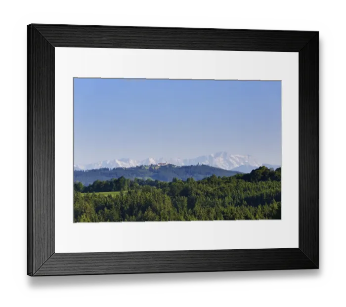 Framed Print : Hoher Peissenberg in front of the Wetterstein Mountains with Zugspitze Mountain