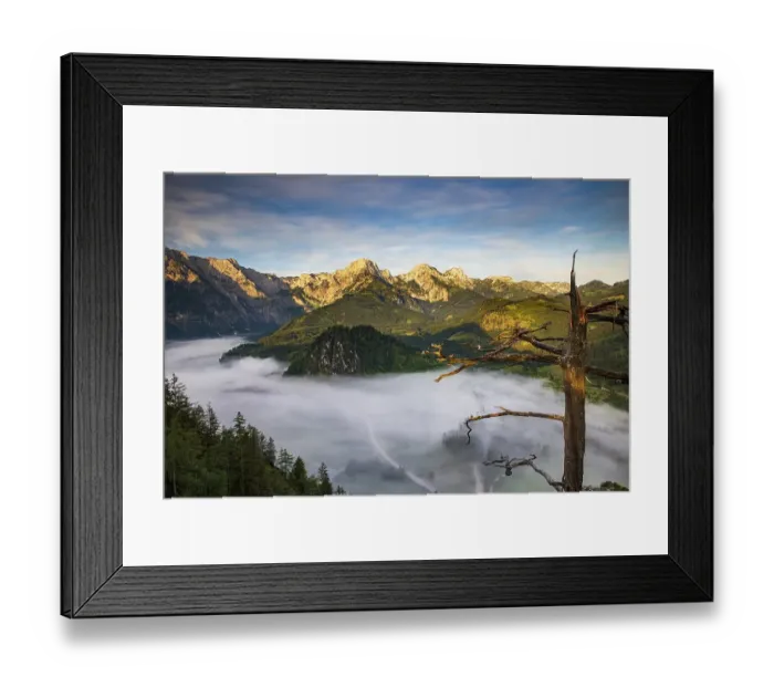 Framed Print : Almsee im Nebel, Totes Gebirge