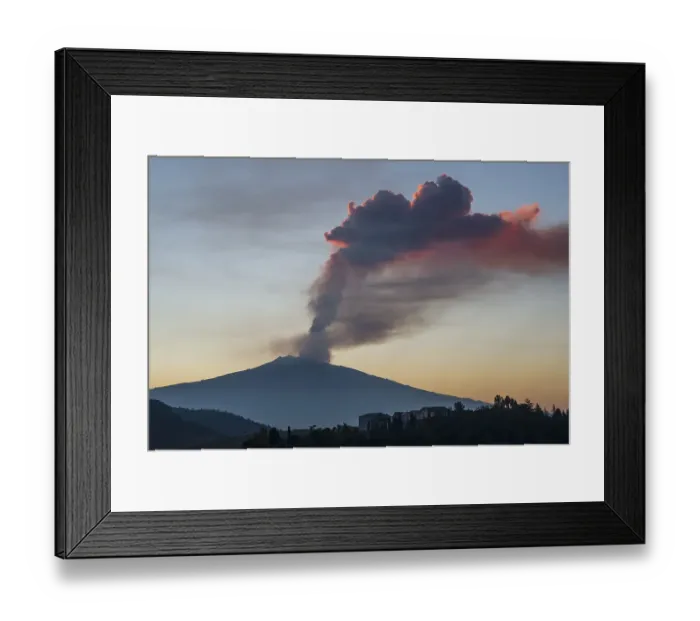 Framed Print : Eruption column above the new southeast crater at sunrise Framed Print : Eruption column above the new southeast crater at sunrise