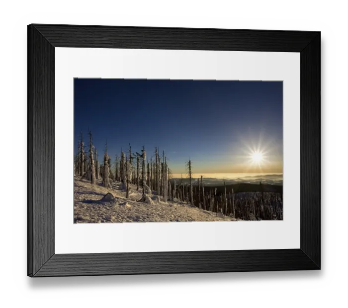 Framed Print : Winter landscape on the mountain Lusen