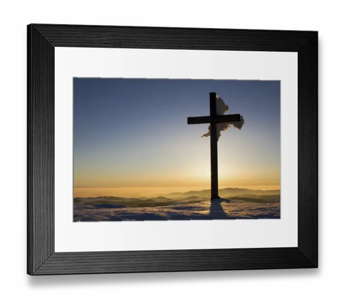 Framed Print : The summit cross from Lusen (1373m) in winter