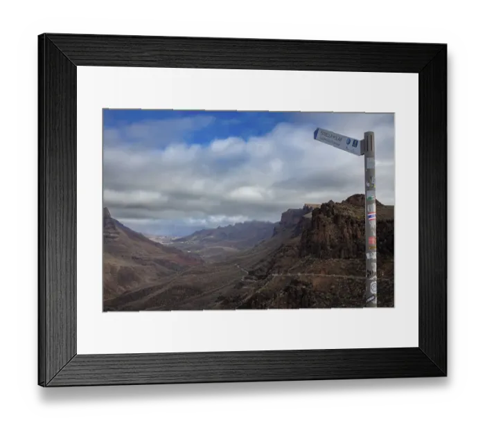 Framed Print : Signpost to the North Star, view of the mountains in the Parque Natural de Pilancones