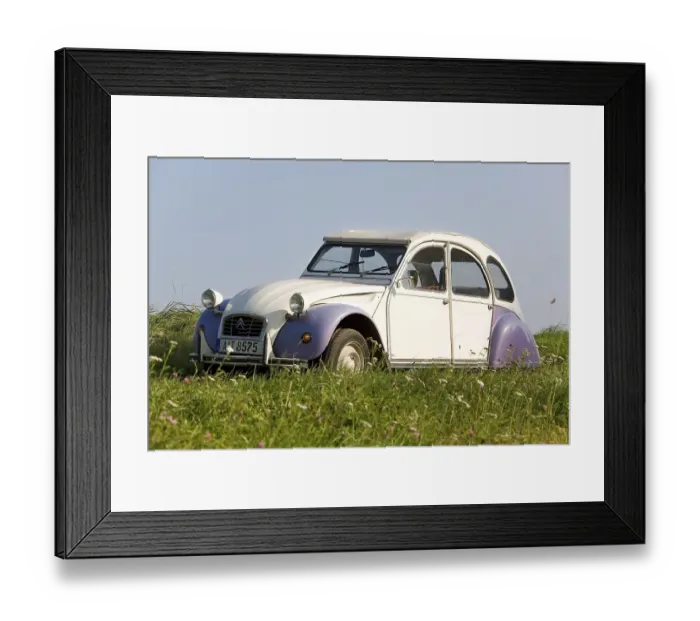 Framed Print : An old Citroen 2CV parking on a meadow Framed Print : An old Citroen 2CV parking on a meadow