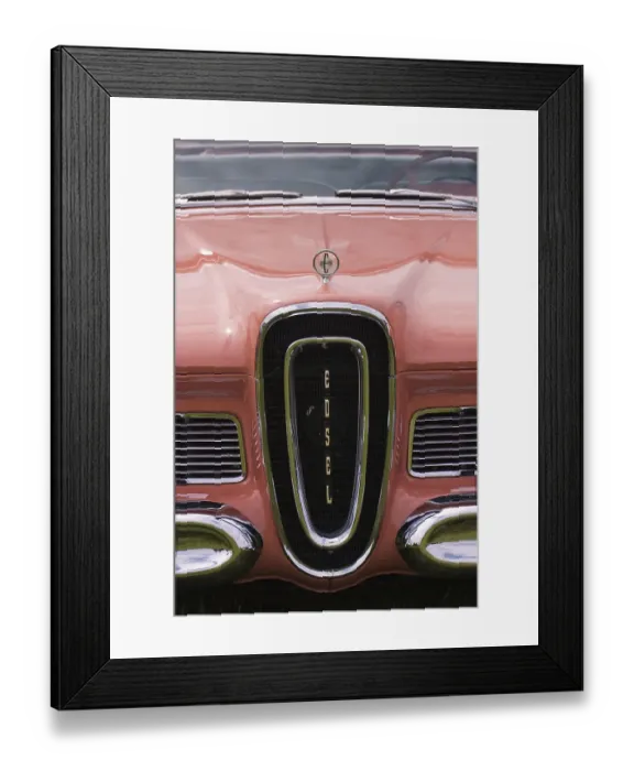 Framed Print : Pink bonnet, American Edsel classic car Framed Print : Pink bonnet, American Edsel classic car