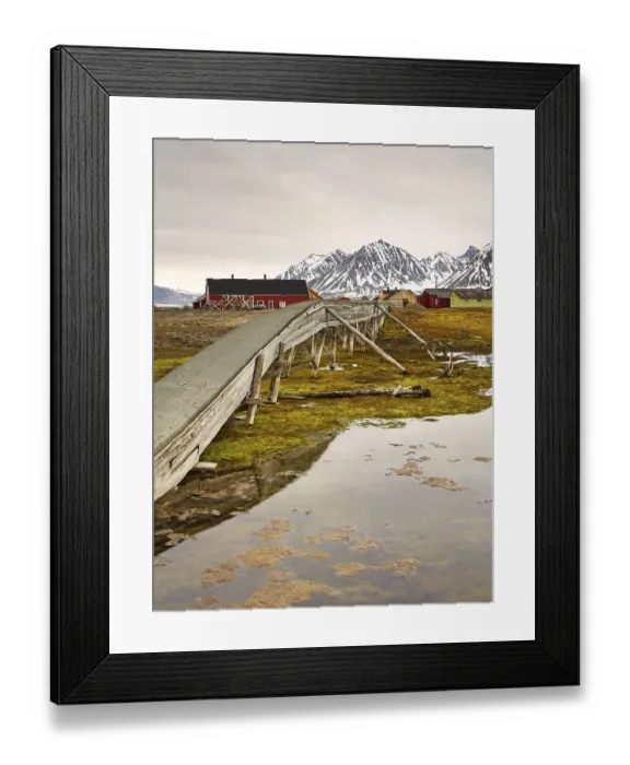 Framed Print : Old water pipeline, on stilts because of the permafrost Framed Print : Old water pipeline, on stilts because of the permafrost