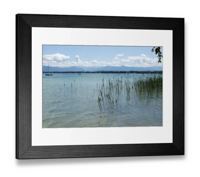 Framed Print : Starnberger See south of Munich Upper Bavaria Germany in front of the mountains near Kochelsee