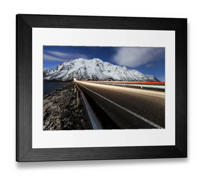 Framed Print : Gimsoystraumen bridge at night with a starry sky Framed Print : Gimsoystraumen bridge at night with a starry sky