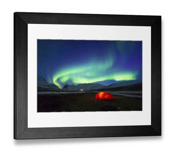 Framed Print : Northern Lights (Aurora borealis) over a tent in winter Framed Print : Northern Lights (Aurora borealis) over a tent in winter