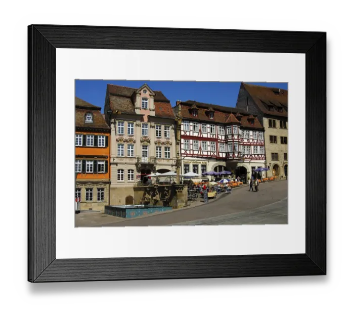 Framed Print : Renaissance and half-timbered house at the main square